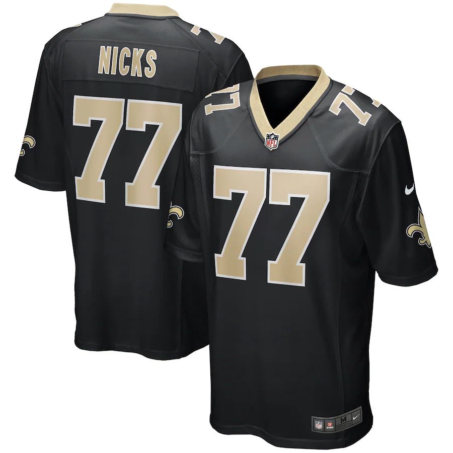 Men New Orleans Saints 77 Carl Nicks Nike Black Game Retired Player NFL Jersey